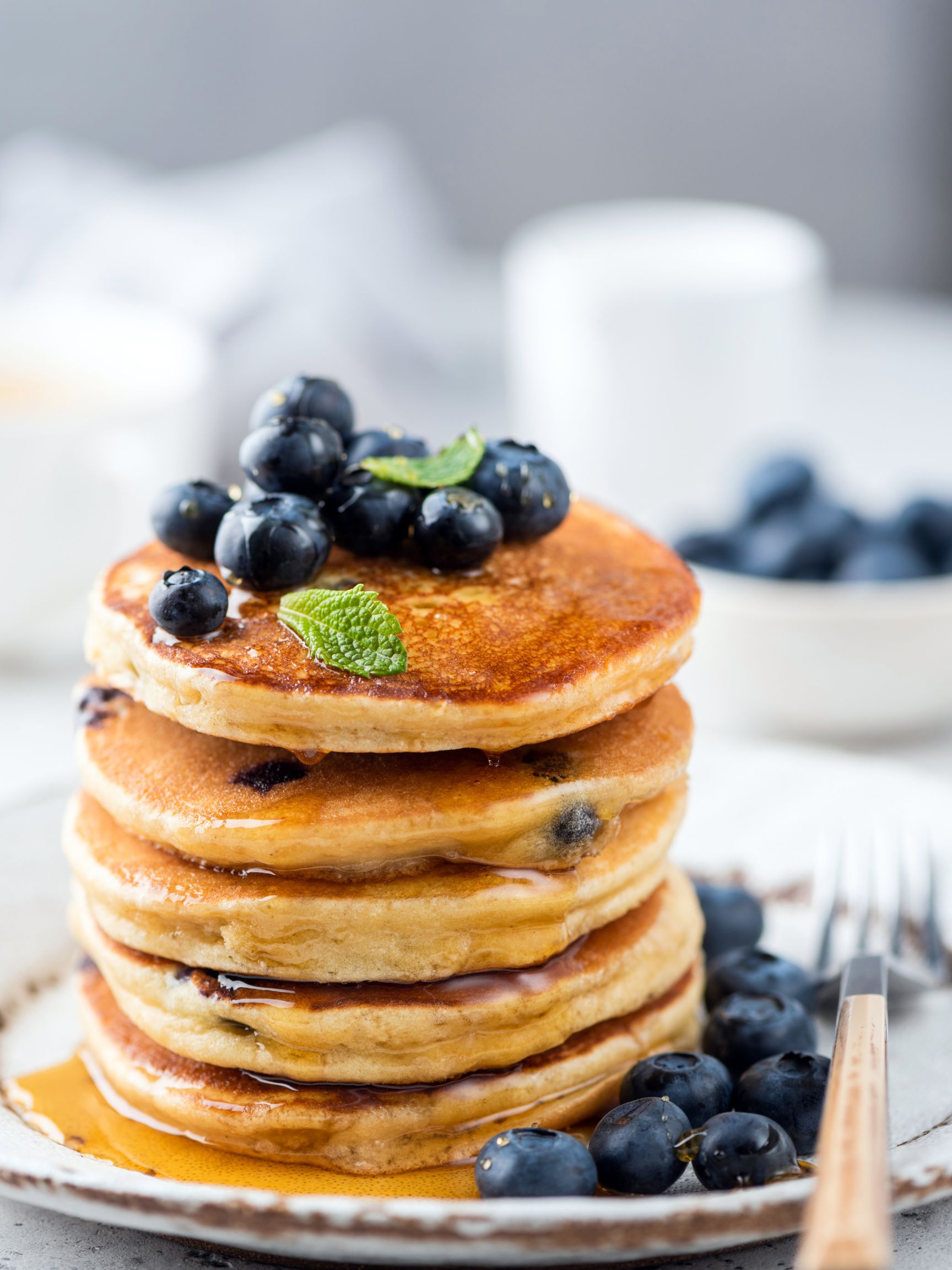 Blueberry Lemon Protein Pancakes (Gluten Free/Dairy Free)